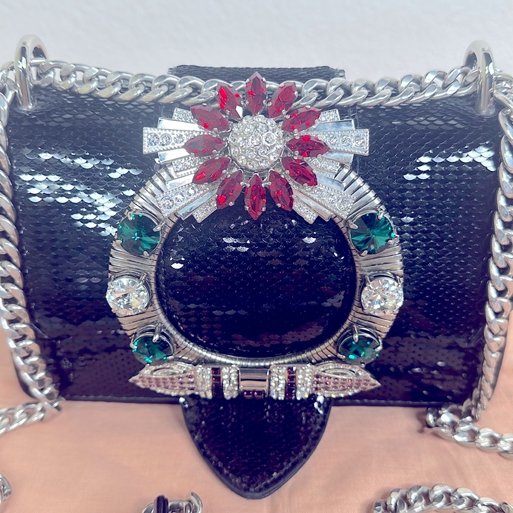 Miu Miu Tartan jeweled sequins crossbody bag - Picture 2 of 11